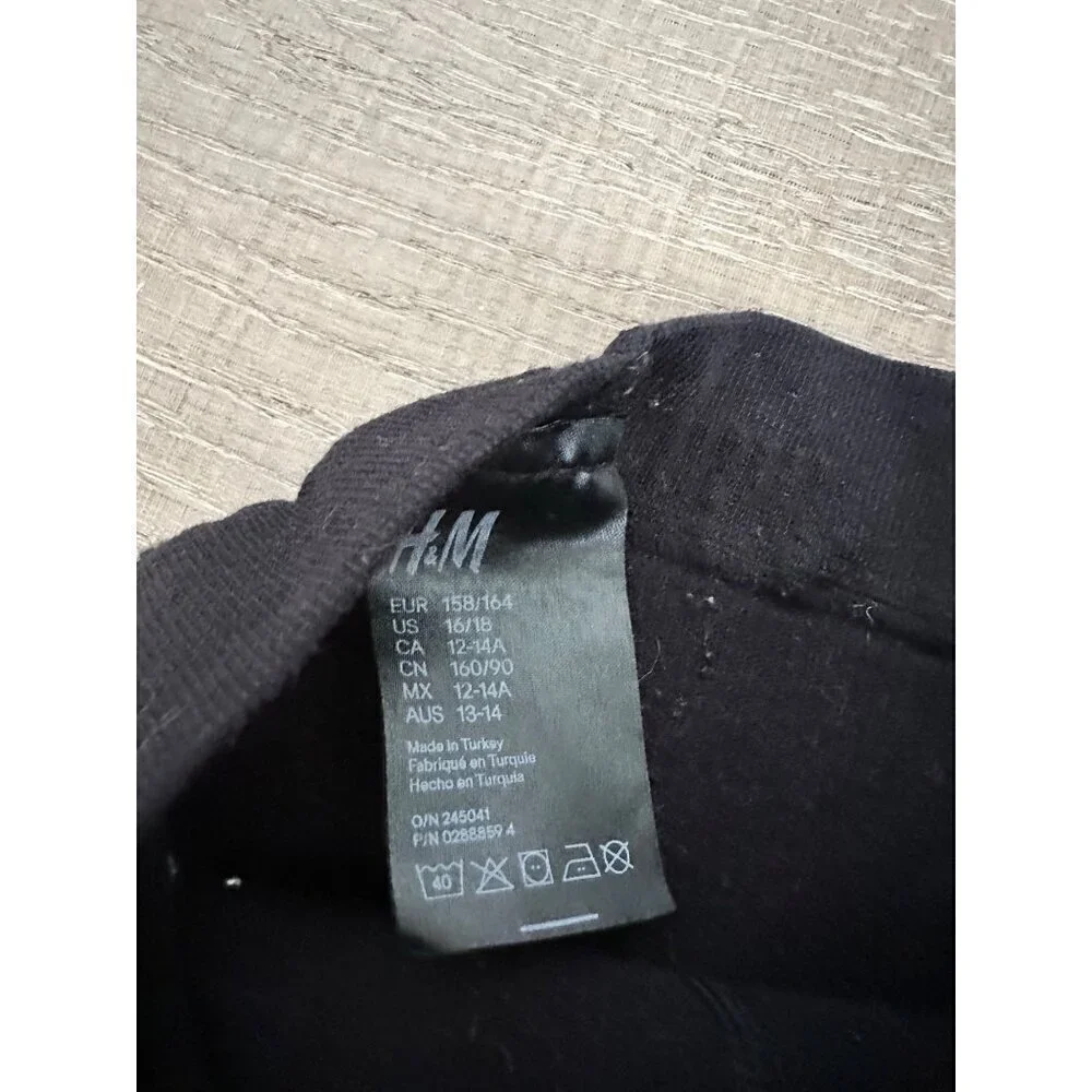H&M Girls Black Textured Tights Size 12-14A